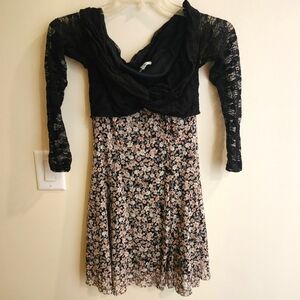 Floral and Lace Off Shoulder Dress